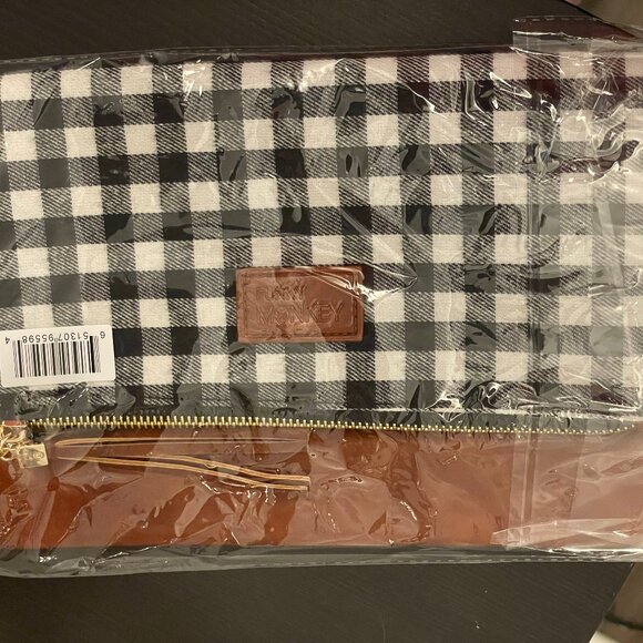 Fold Over Clutch - Brown with Black & White Buffalo Check - NWT - Picture 4 of 4